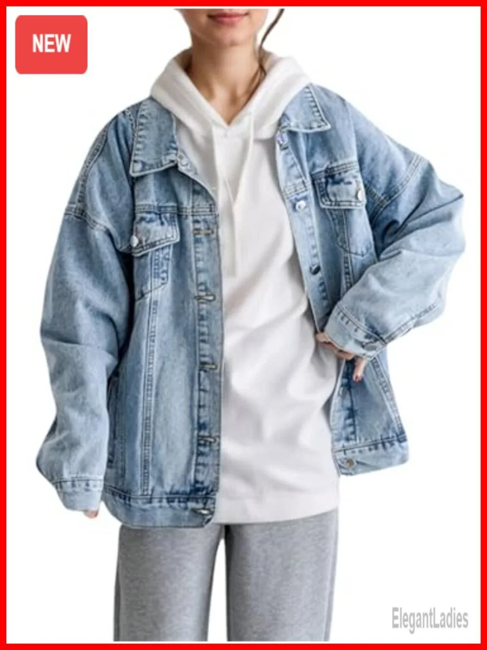 Oversized Denim Jacket Women Boyfriend Jean Jacket Trendy Loose Shacket Trucker